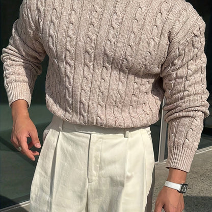 Cable Knit Sweater for Men | Crew Neck Cold Weather Ready