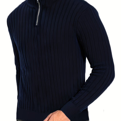 Half Zip Sweater for Men | Ribbed Button Front Warm Winter Layer