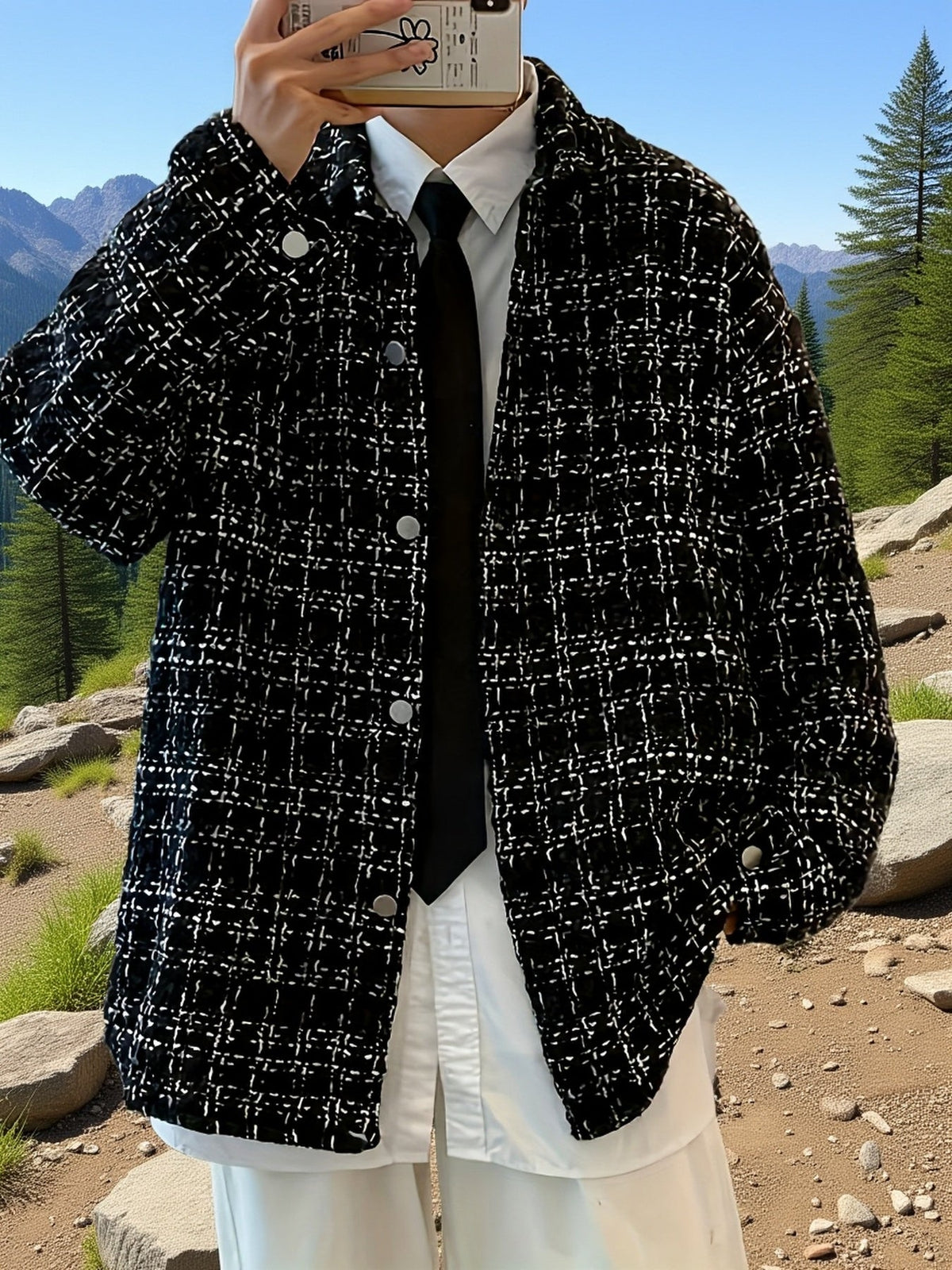 Oversized Shacket for Men | Button Front Lapel Collar Warm Winter Layer