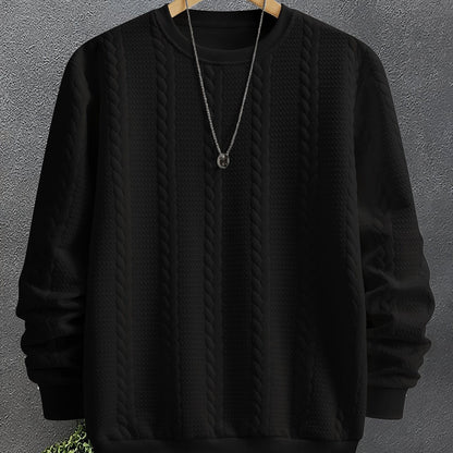 Insulated Sweatshirt for Men | Ribbed Crew Neck Warm Winter Layer