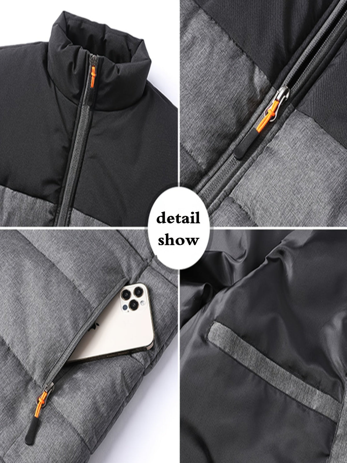 Quilted Puffer Jacket for Men | Side Zip Funnel Neck Autumn Layering