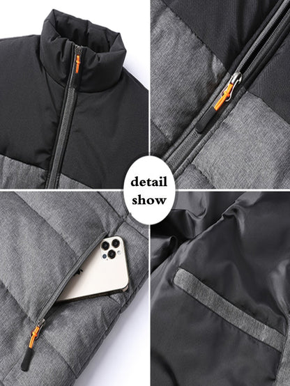 Quilted Puffer Jacket for Men | Side Zip Funnel Neck Autumn Layering