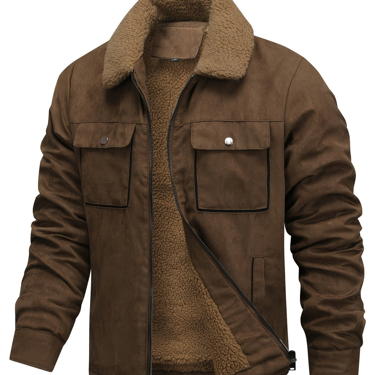 Sherpa Fleece Jacket for Men | Side Zip Autumn Layering