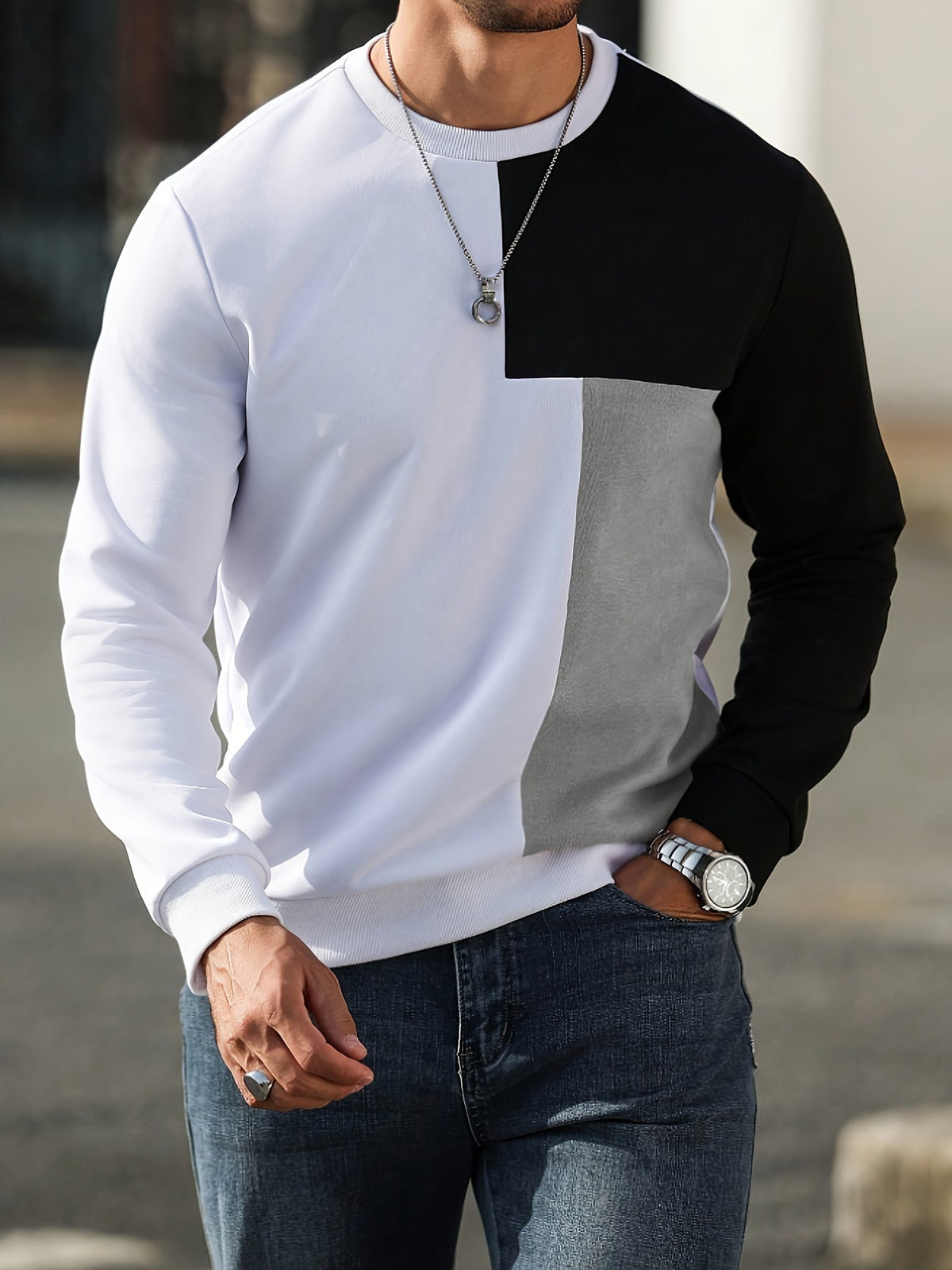 Warm Sweatshirt for Men | Ribbed Cold Weather Ready