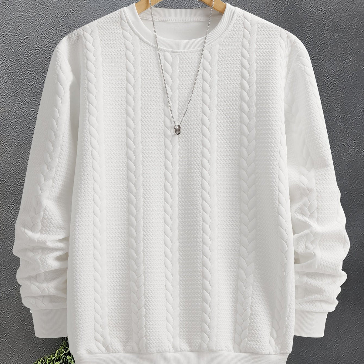 Insulated Sweatshirt for Men | Ribbed Crew Neck Warm Winter Layer