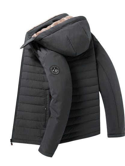 Hooded Quilted Jacket for Men | Side Zip Cold Weather Ready
