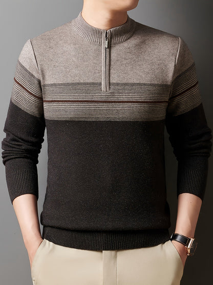 Half Zip Sweater for Men | Funnel Neck Autumn Layering