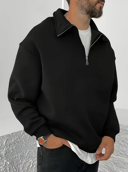 Oversized Sweatshirt for Men | Fleece Lined Half Zip Cosy Winter Style