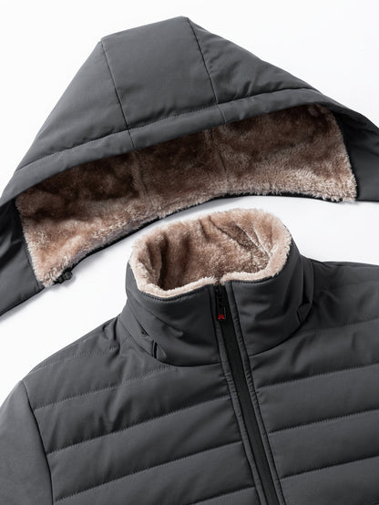 Hooded Quilted Jacket for Men | Side Zip Cold Weather Ready