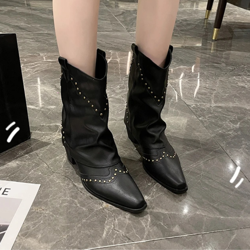Warm Ankle Boots for Women | Studded Flat Fall Booties