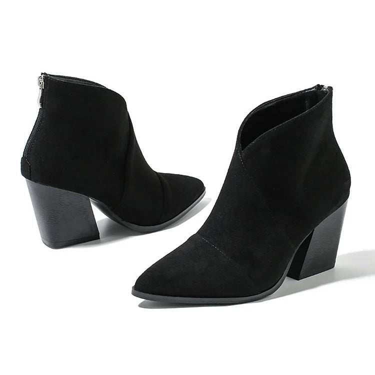 Pointed Toe Ankle Boots for Women | Block Heel Fall Booties