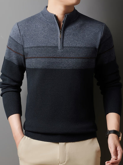 Half Zip Sweater for Men | Funnel Neck Autumn Layering