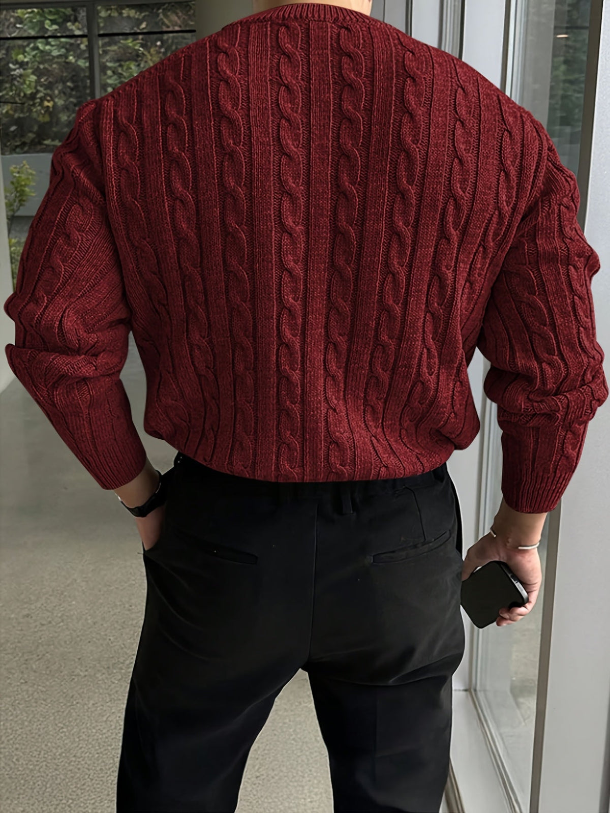 Cable Knit Sweater for Men | Crew Neck Cold Weather Ready