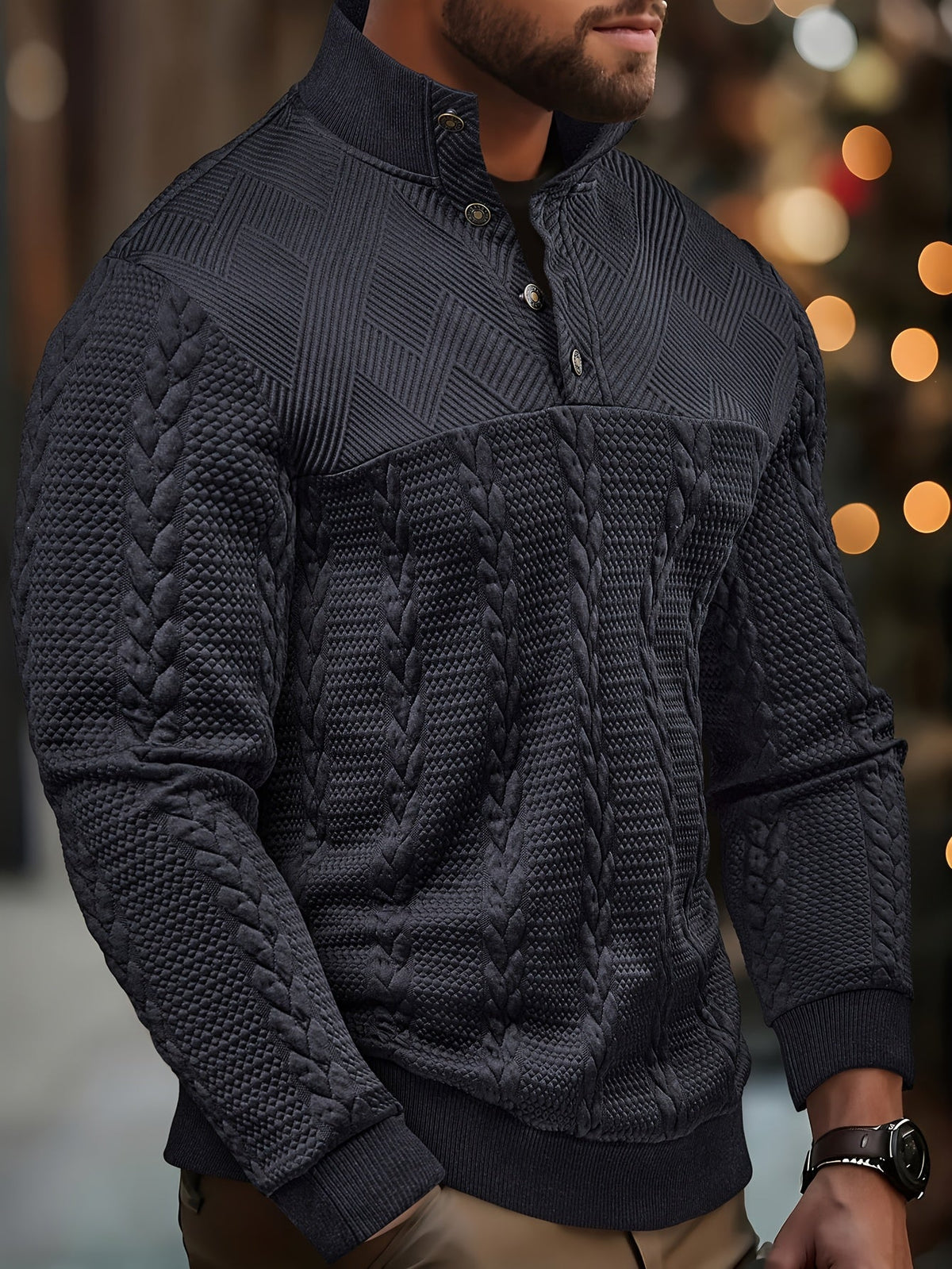 Cosy Sweater for Women | Button Front Funnel Neck Cold Weather Ready
