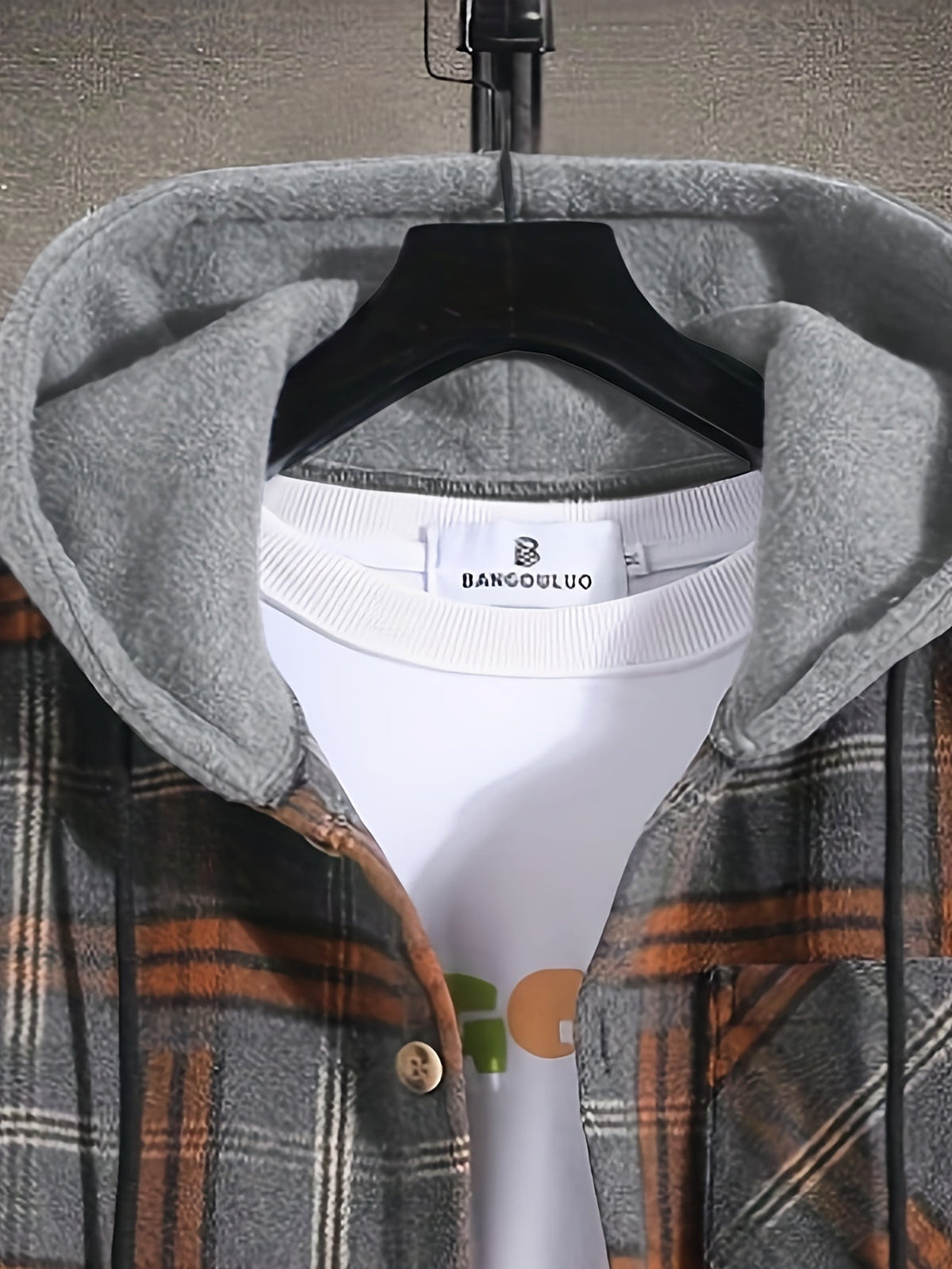 Hooded Winter Jacket for Men | Button Front Plaid Autumn Layering