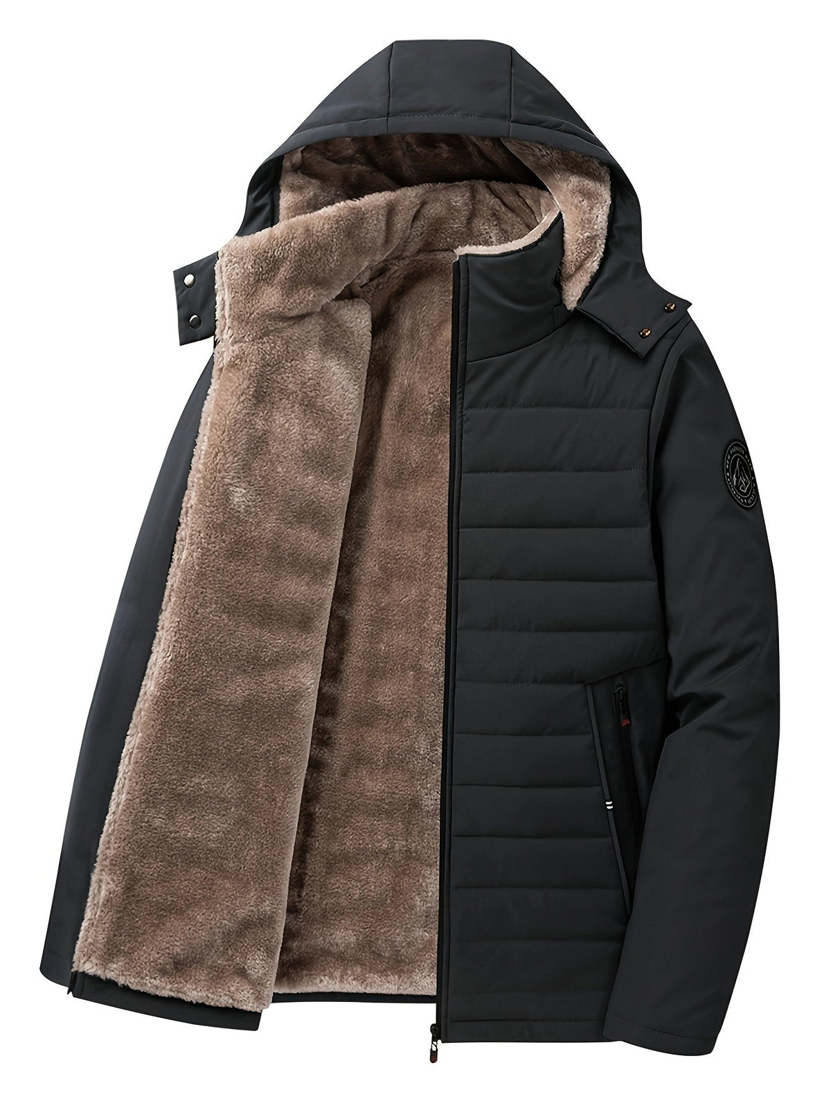 Hooded Quilted Jacket for Men | Side Zip Cold Weather Ready