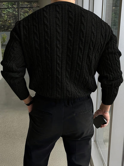 Cable Knit Sweater for Men | Crew Neck Cold Weather Ready