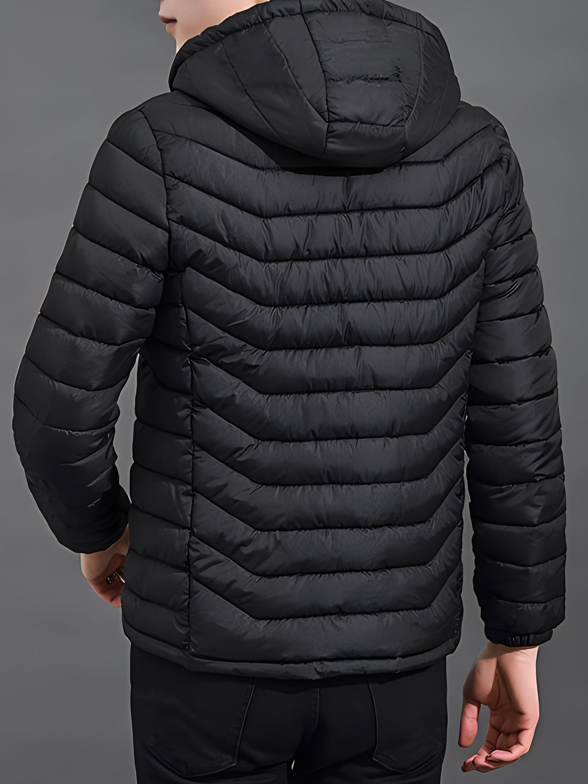 Hooded Puffer Jacket for Men | Side Zip Quilted Cold Weather Ready