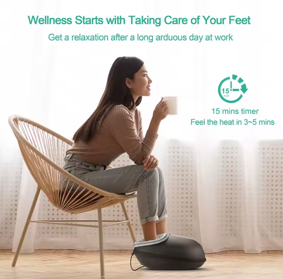 VERIDZ Shiatsu Foot Massager with Heat – Electric Fully Wrapped Foot Massage Machine for Muscle Relaxation & Pain Relief