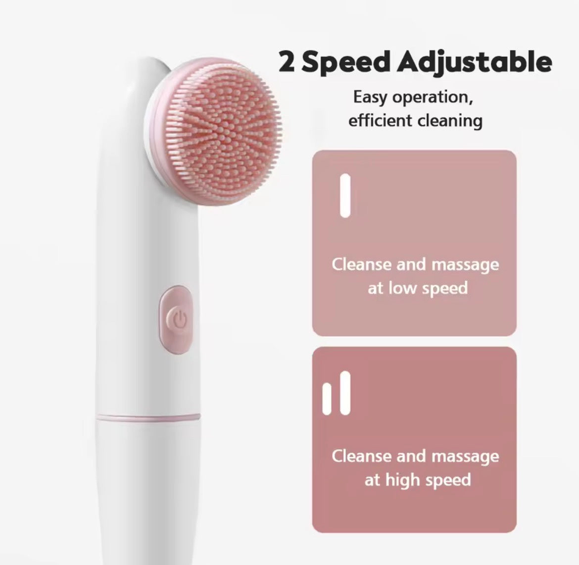 Electric Facial Cleanser Battery Powered Waterproof Vibrating Face Cleaning Brush 2 Speed Face Deep Washing Massaging Device