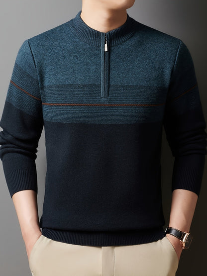 Half Zip Sweater for Men | Funnel Neck Autumn Layering