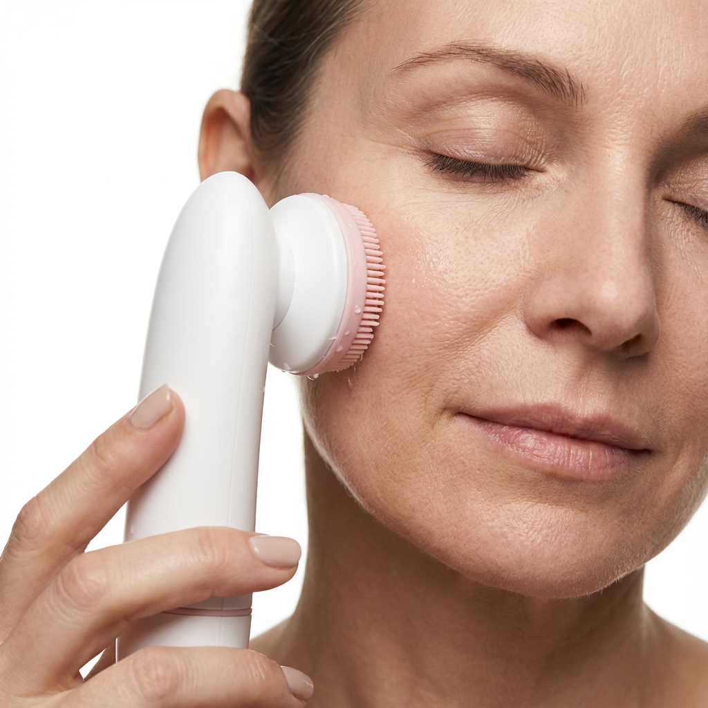 Electric Facial Cleanser Battery Powered Waterproof Vibrating Face Cleaning Brush 2 Speed Face Deep Washing Massaging Device