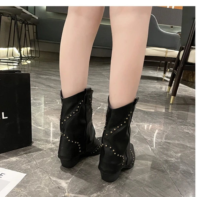 Warm Ankle Boots for Women | Studded Flat Fall Booties