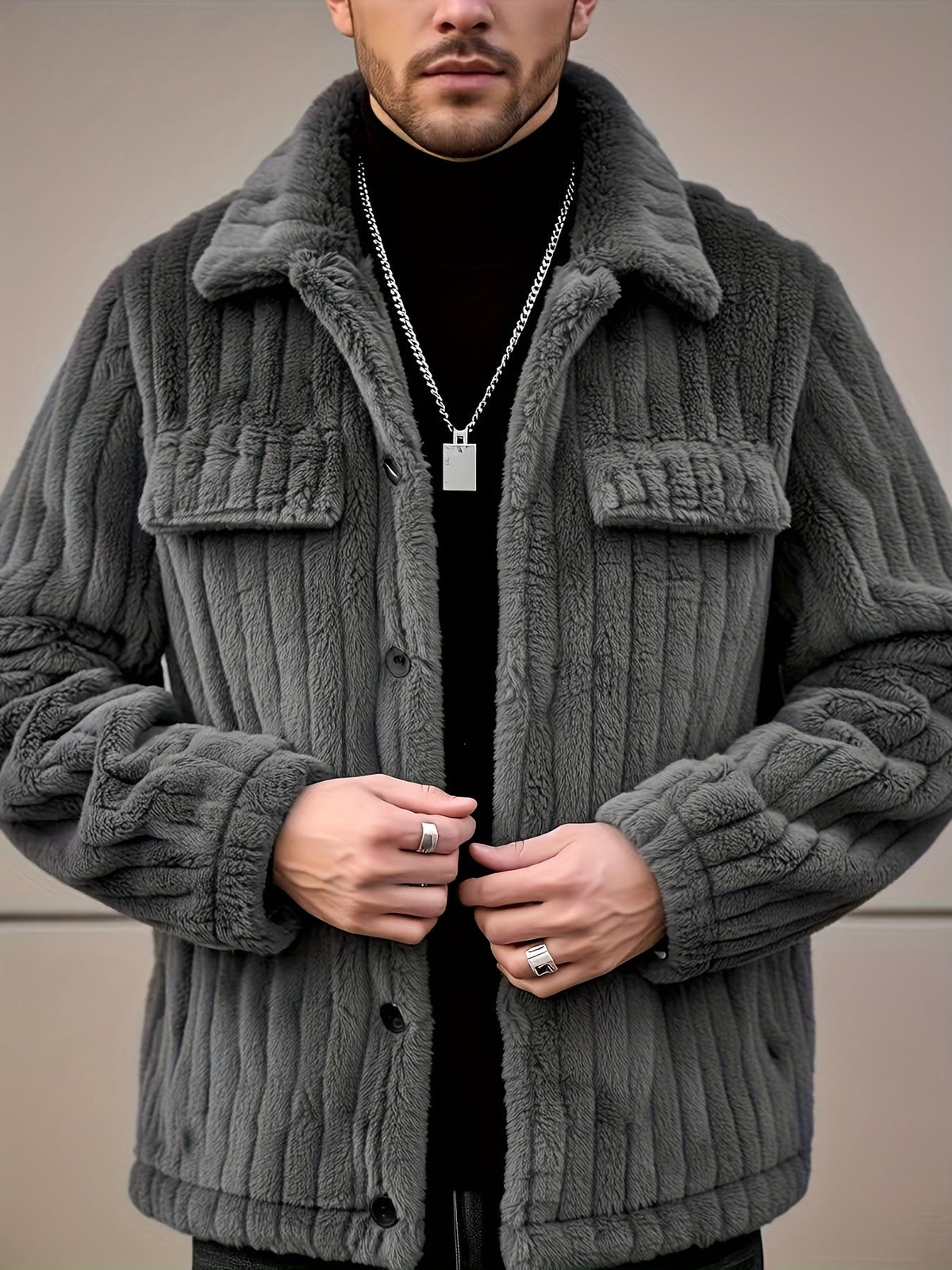 Insulated Winter Jacket for Men | Button Front Autumn Layering