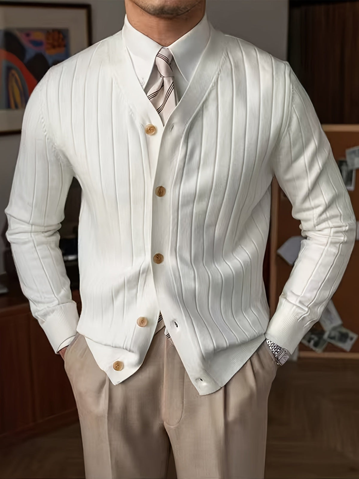 Oversized Cardigan for Men | Button Front Lightweight Cold Weather Ready