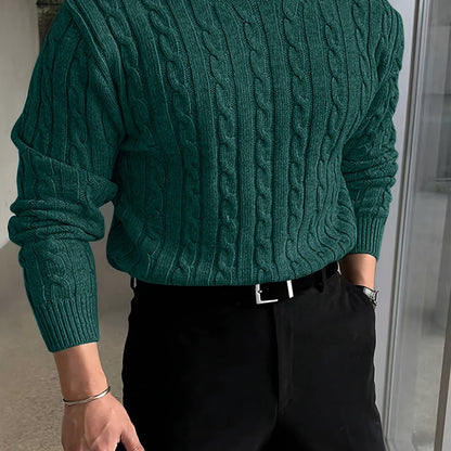Cable Knit Sweater for Men | Crew Neck Cold Weather Ready