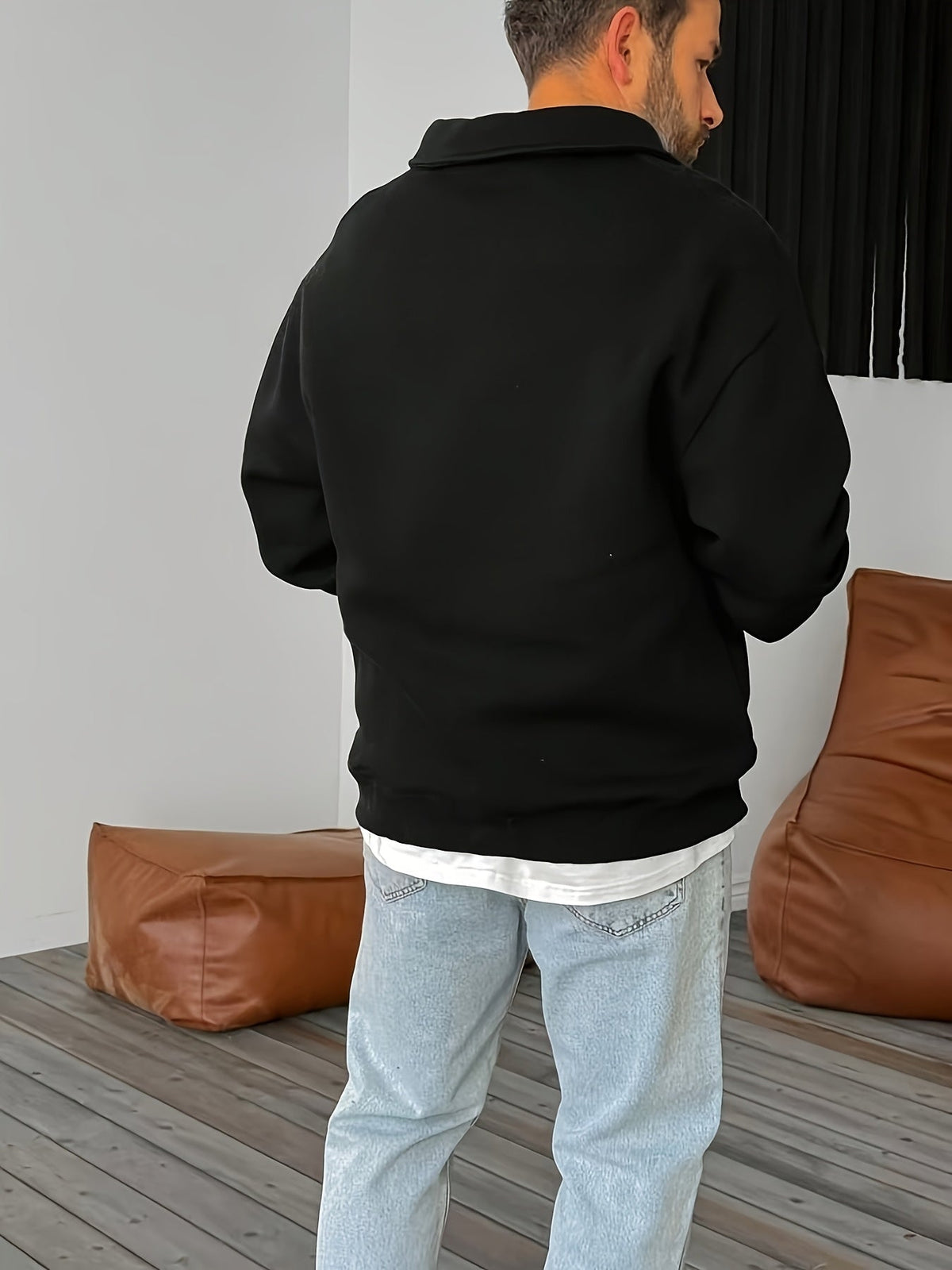 Oversized Sweatshirt for Men | Fleece Lined Half Zip Cosy Winter Style