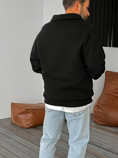 Oversized Sweatshirt for Men | Fleece Lined Half Zip Cosy Winter Style