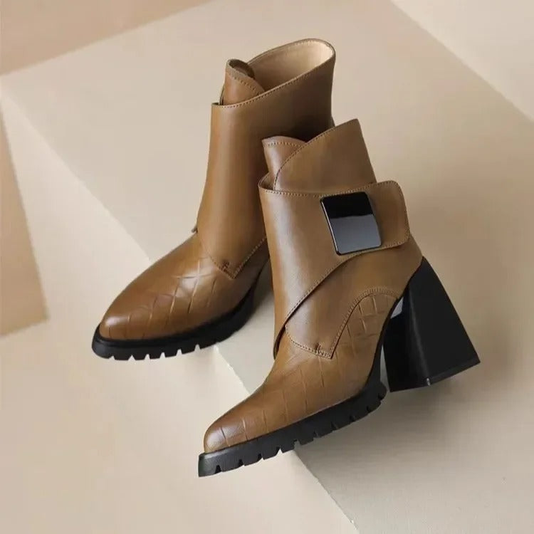 Block Heel Ankle Boots for Women | Round Toe Fall Booties