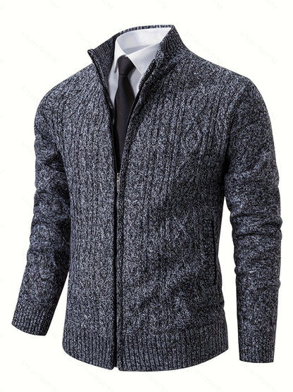 Insulated Cardigan for Men | Funnel Neck Full Zip Warm Winter Layer