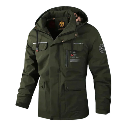 Hooded Winter Jacket for Men | Side Zip Drawstring Cold Weather Ready