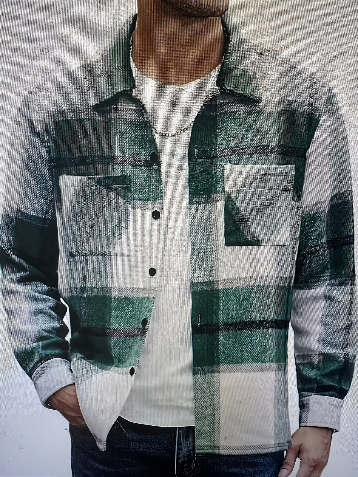 Plaid Shacket for Men | Button Front Warm Winter Layer