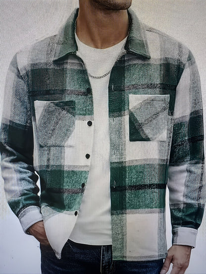 Plaid Shacket for Men | Button Front Warm Winter Layer