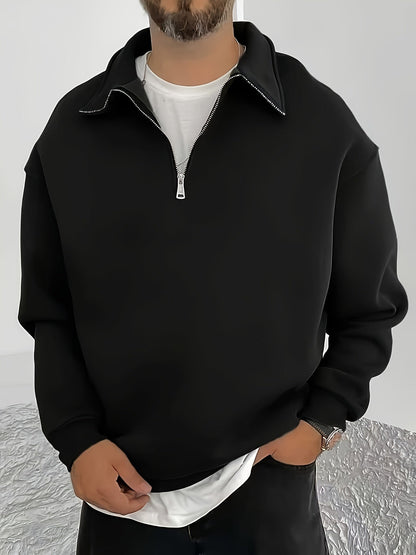 Oversized Sweatshirt for Men | Fleece Lined Half Zip Cosy Winter Style