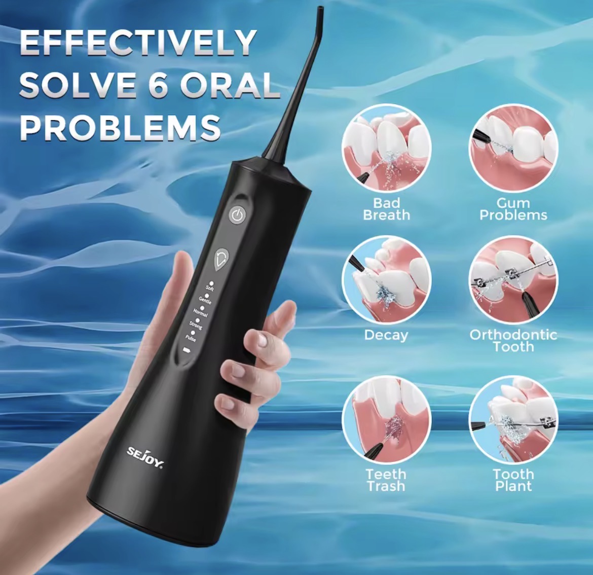 VERIDZ Professional Water Flosser – Electric Dental Cleaner for Teeth, Gums & Braces with 5 Pressure Settings and 5 Tips