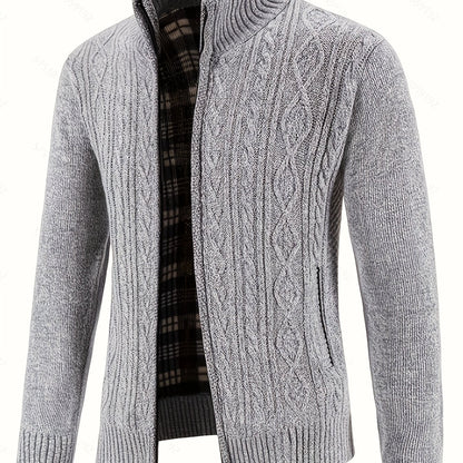 Insulated Cardigan for Men | Funnel Neck Full Zip Warm Winter Layer