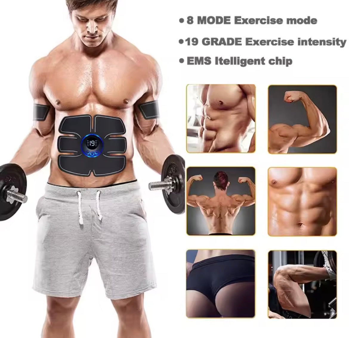 USB Rechargable EMS Muscle Stimulator Electric Massage Therapy Pain Relief Digital Meridian Full Body Massager Fitness