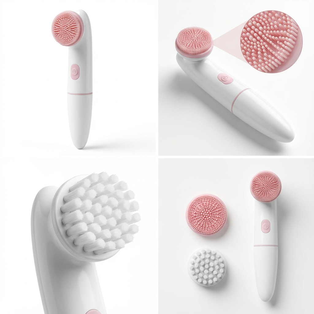 Electric Facial Cleanser Battery Powered Waterproof Vibrating Face Cleaning Brush 2 Speed Face Deep Washing Massaging Device