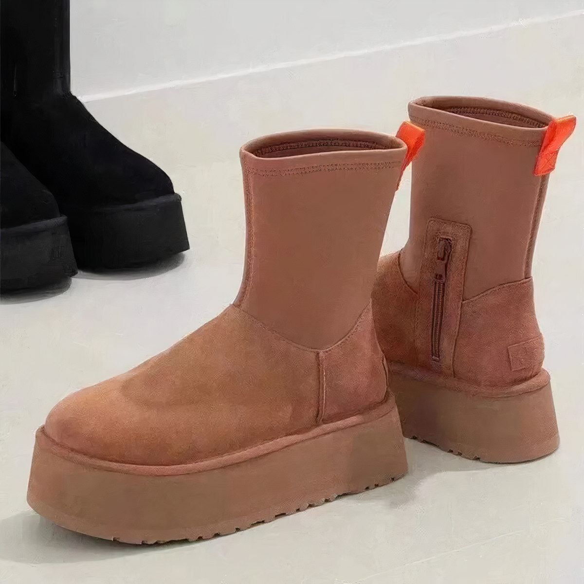Platform Ankle Boots for Women | Side Zip Warm Winter Style
