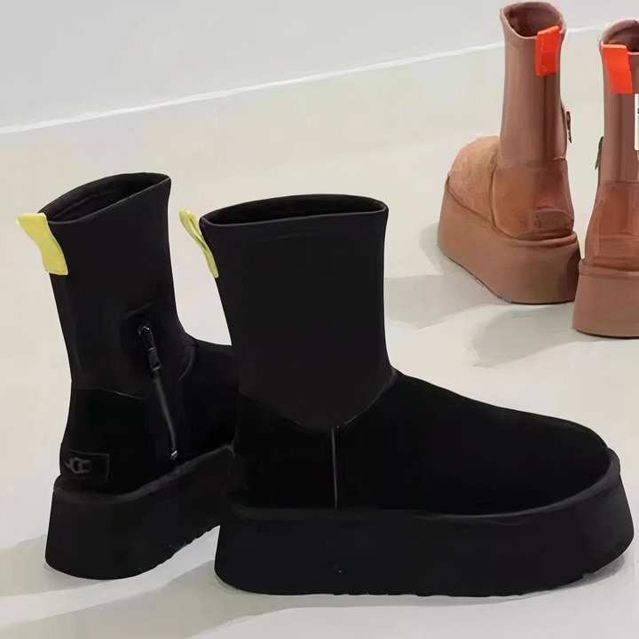 Platform Ankle Boots for Women | Side Zip Warm Winter Style