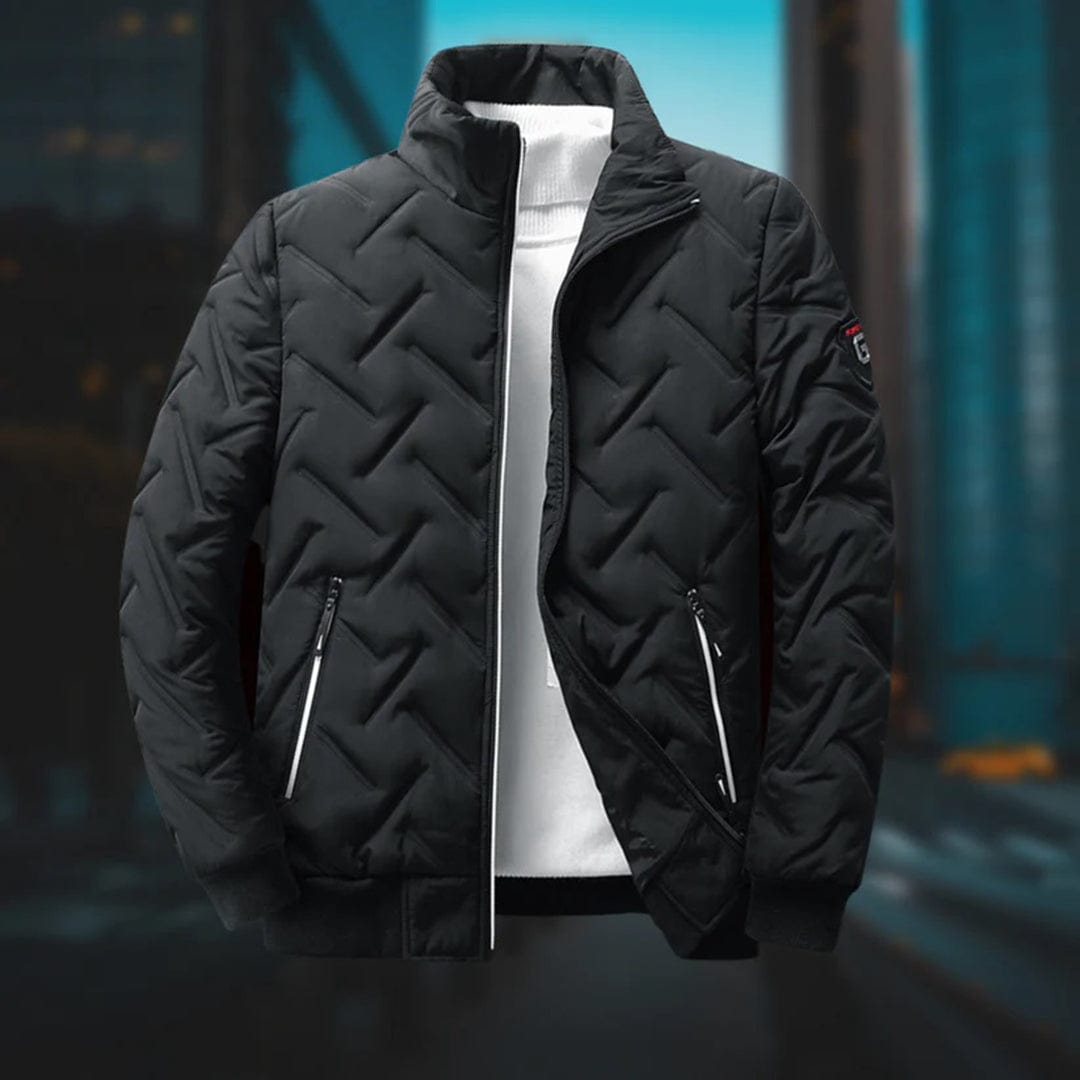 Quilted Puffer Jacket for Men | Side Zip Ribbed Autumn Layering