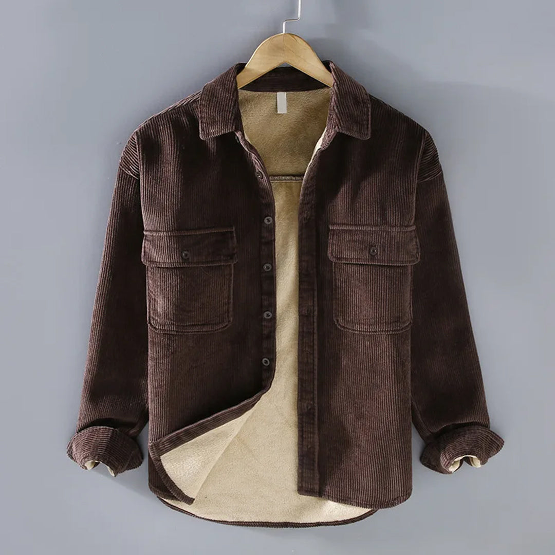 Insulated Winter Jacket for Men | Ribbed Button Front Cold Weather Ready
