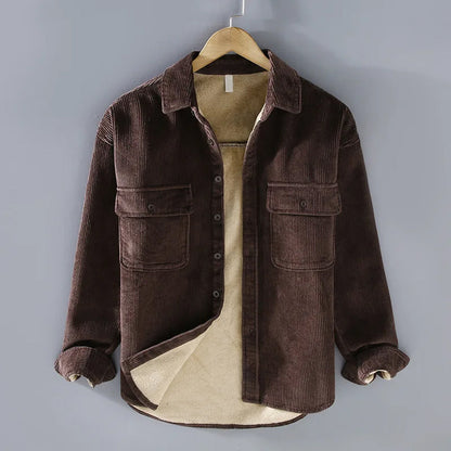 Insulated Winter Jacket for Men | Ribbed Button Front Cold Weather Ready