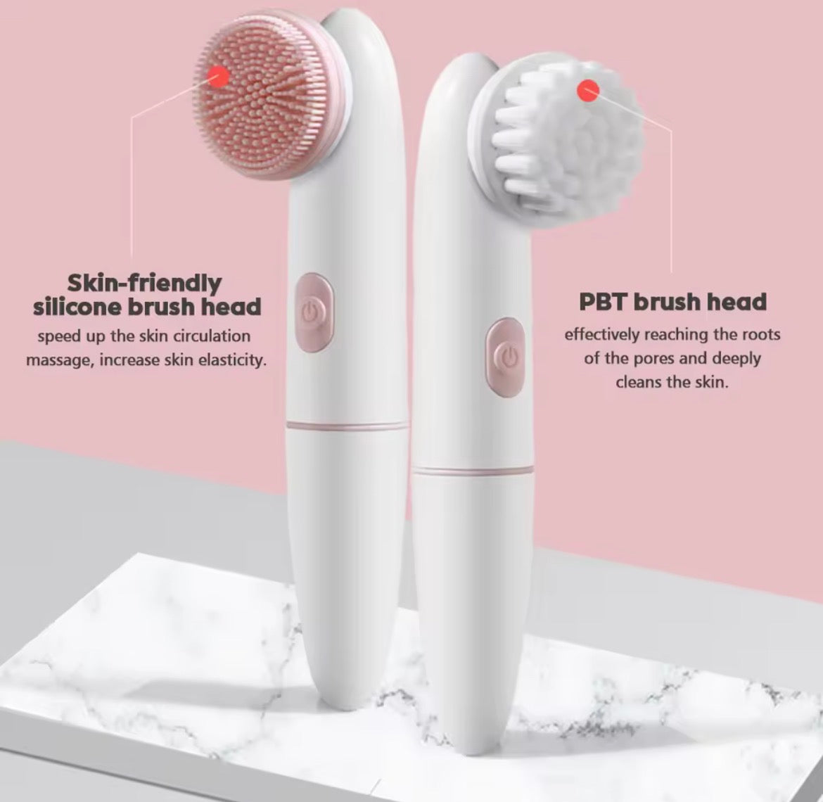 Electric Facial Cleanser Battery Powered Waterproof Vibrating Face Cleaning Brush 2 Speed Face Deep Washing Massaging Device