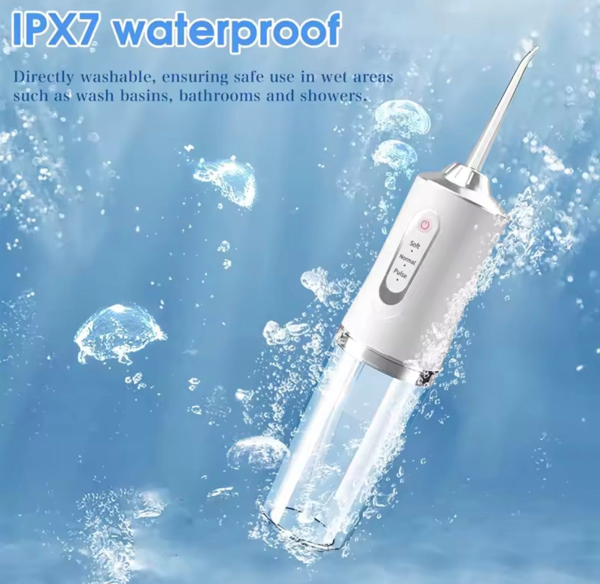 VERIDZ Portable USB Water Flosser – 200ML Oral Irrigator with 4 Nozzles for Teeth Cleaning & Dental Care