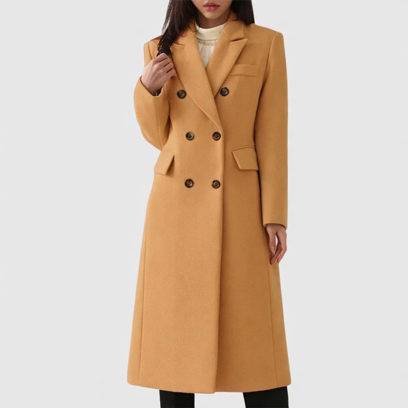 Double Breasted Winter Coat for Women | Button Front Lapel Collar Cold Weather Ready
